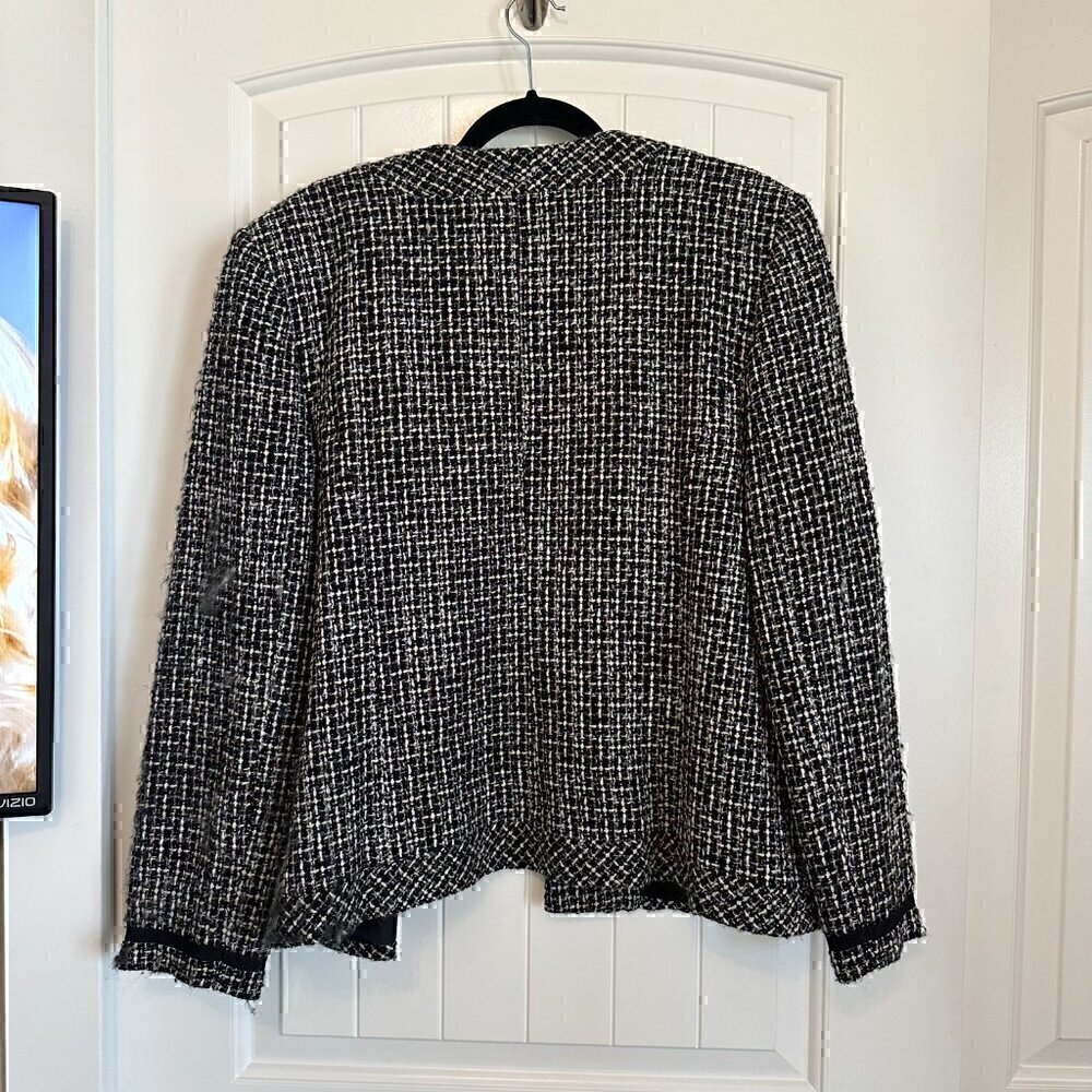 Karen Scott PLUS women's blazer suit jacket black white grey patterned women 14 - Picture 8 of 12